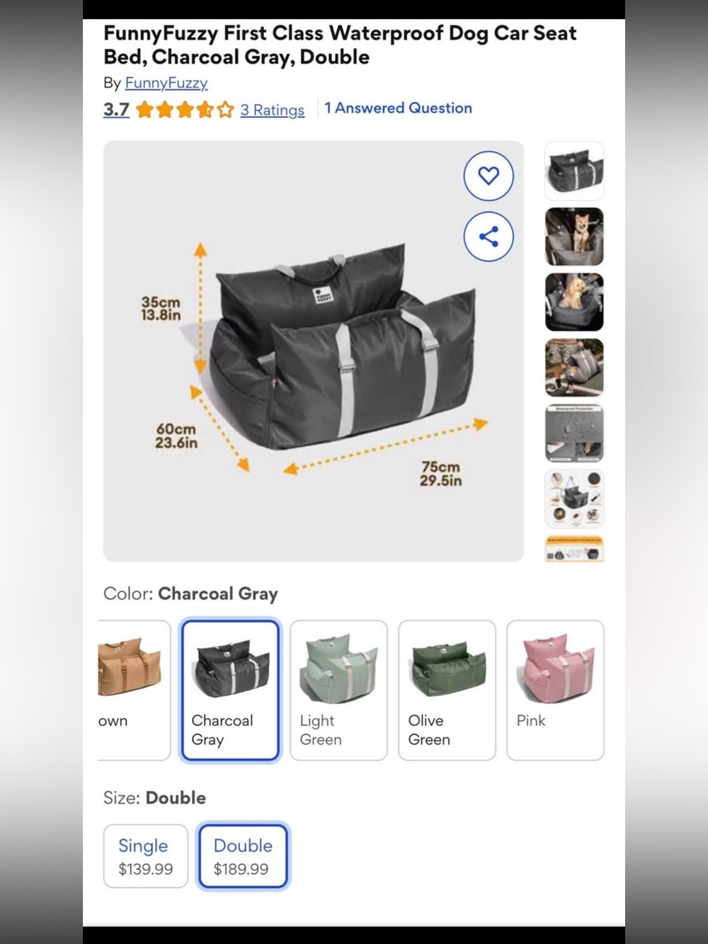FunnyFuzzy First Class Waterproof Dog Car Seat Bed 🐾Keep your pet safe, secure,